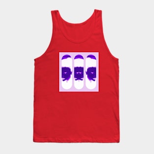 Psychedelic Alien Eyes Face design in purple Tank Top